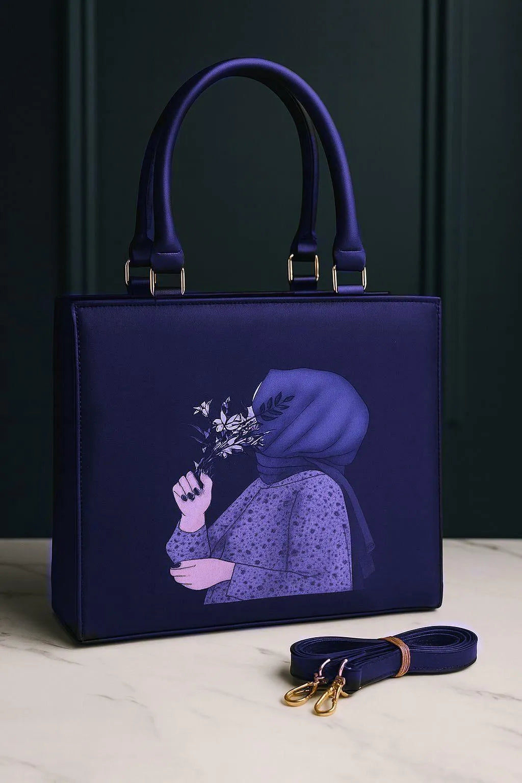 Women’s PU Leather Printed Shoulder Bag – Hijab Girl Design