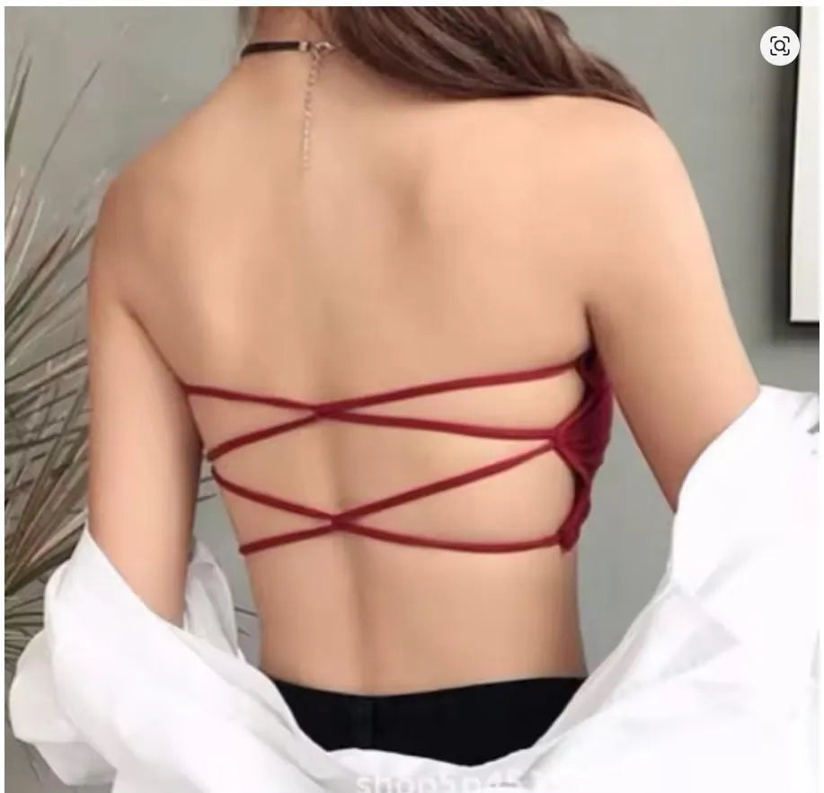 Jersey Plain Comfortable And Lightweight Back Cross Top Padded Bra