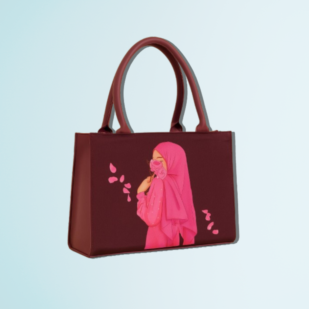 Women’s PU Leather Printed Shoulder Bag – Hijab Girl Design