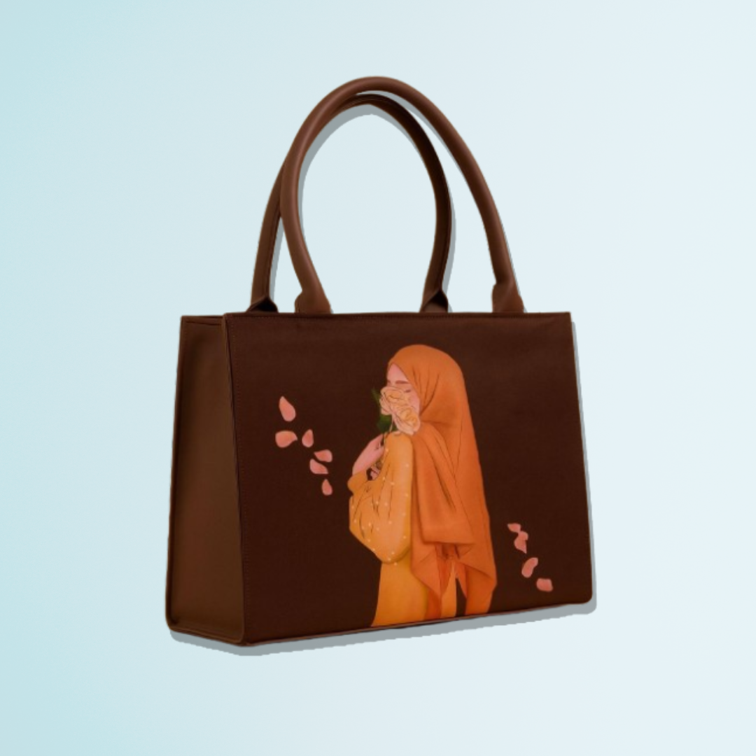 Women’s PU Leather Printed Shoulder Bag – Hijab Girl Design