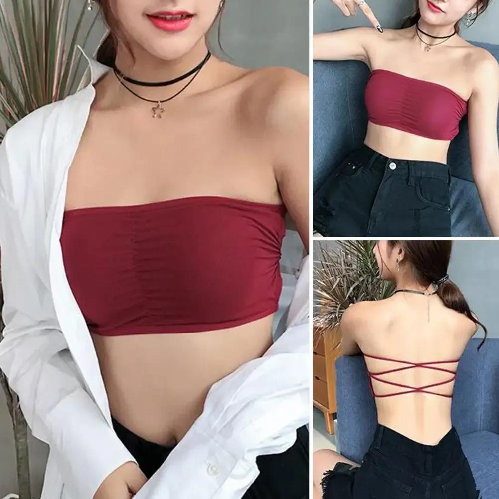 Jersey Plain Comfortable And Lightweight Back Cross Top Padded Bra