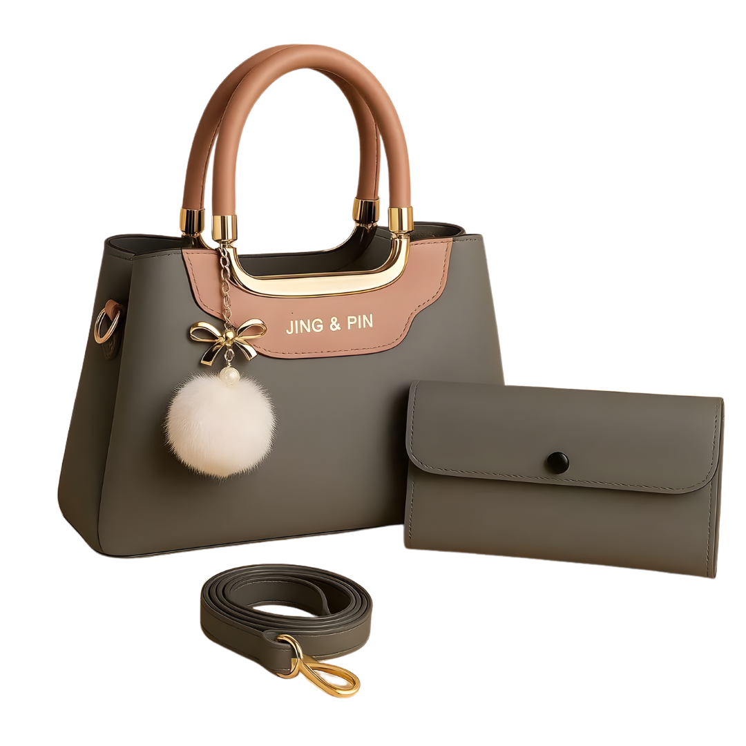 Stylish Girl's Hand Bag Set - 2 Pcs Rexine in Vibrant Colors