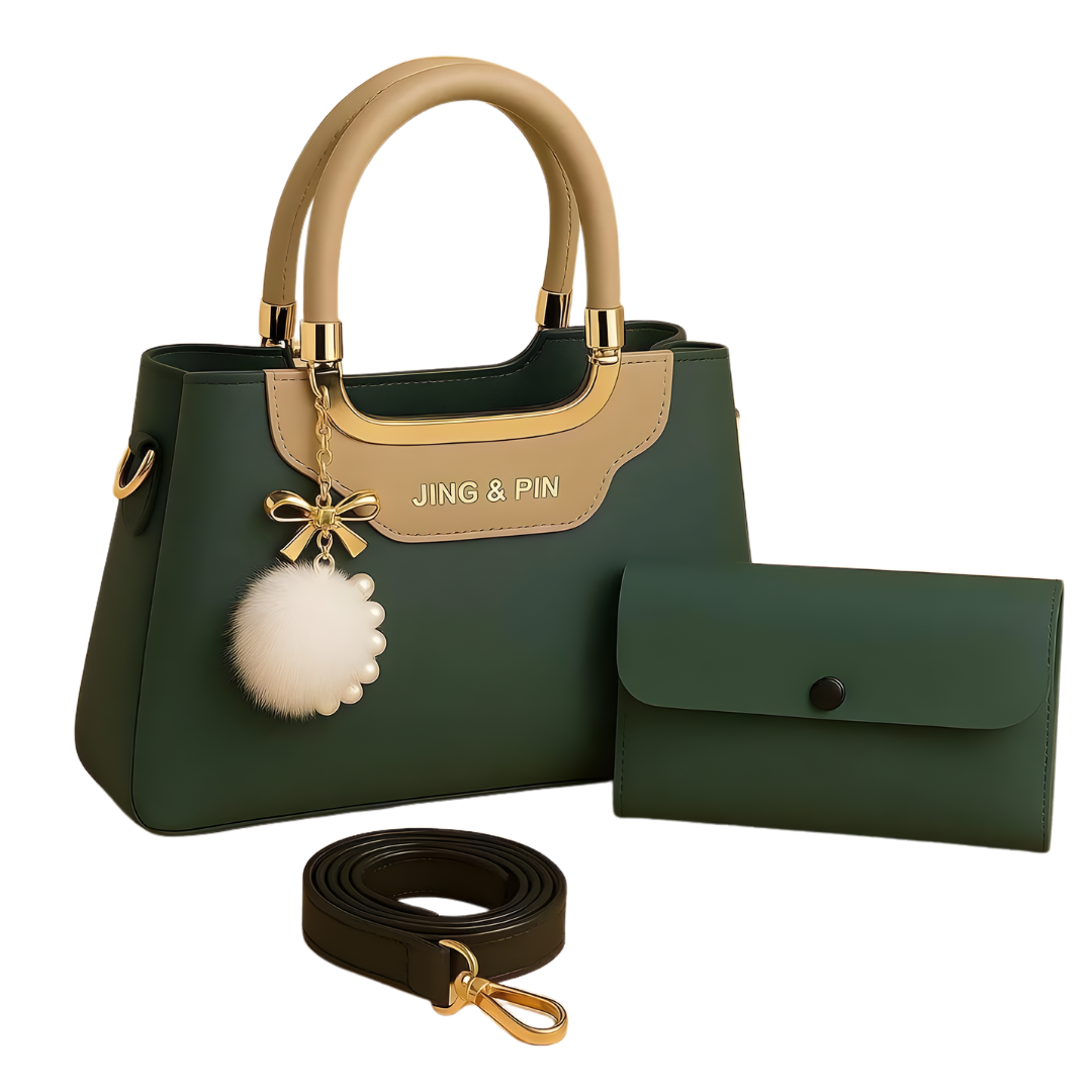 Stylish Girl's Hand Bag Set - 2 Pcs Rexine in Vibrant Colors