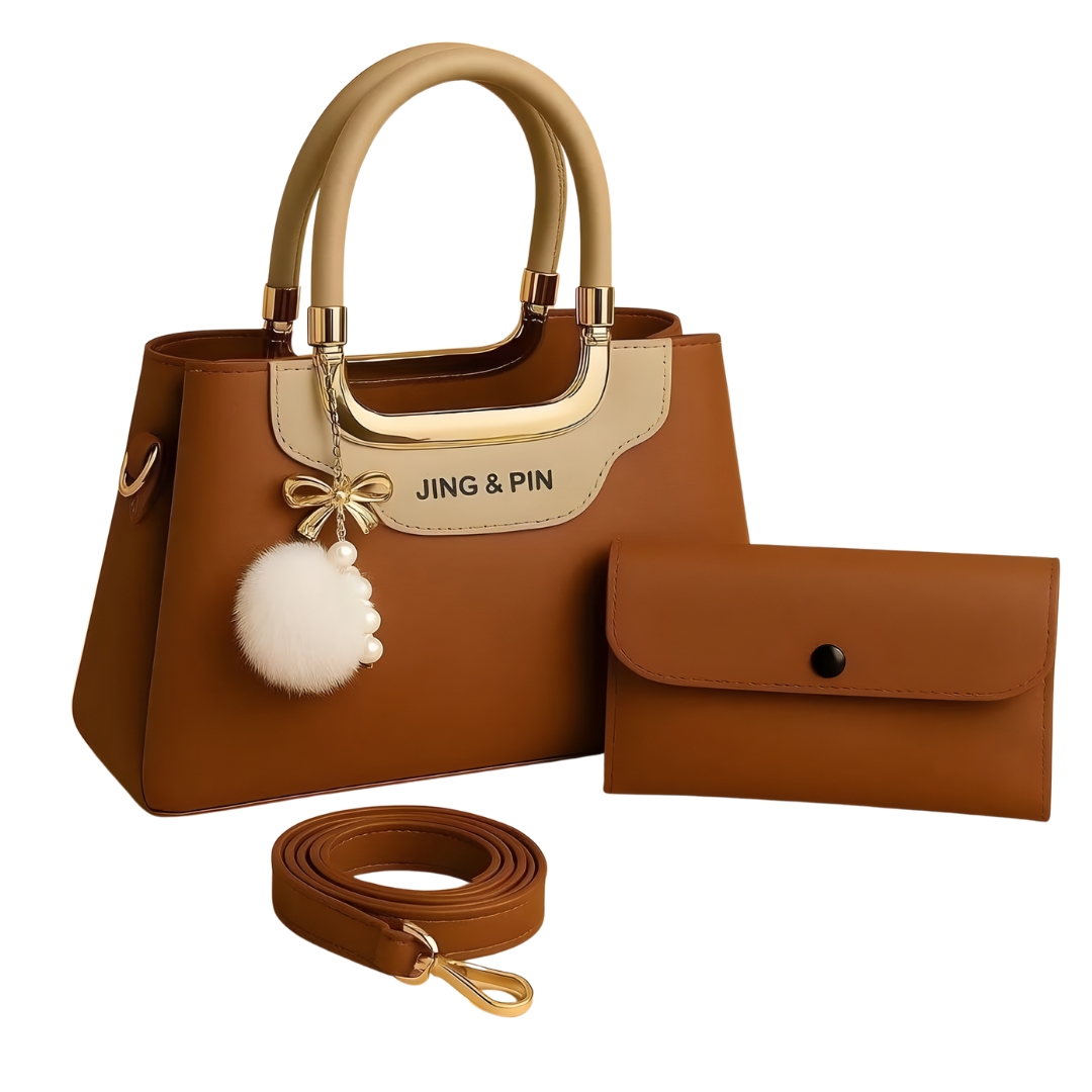 Stylish Girl's Hand Bag Set - 2 Pcs Rexine in Vibrant Colors