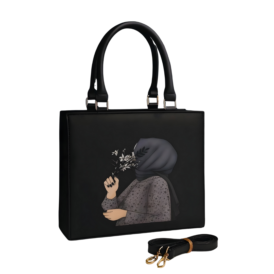 Women’s PU Leather Printed Shoulder Bag – Hijab Girl Design