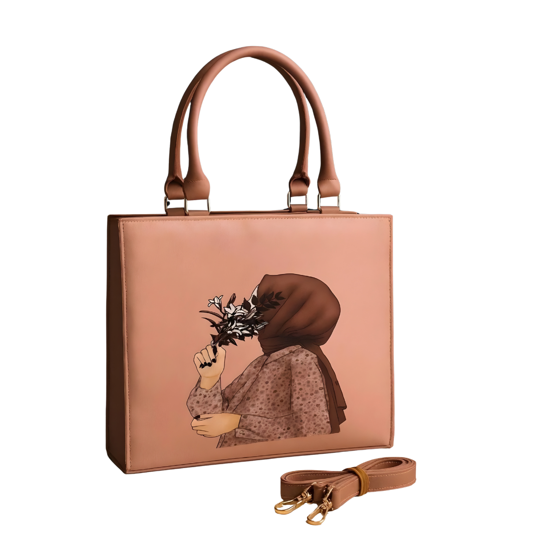 Women’s PU Leather Printed Shoulder Bag – Hijab Girl Design