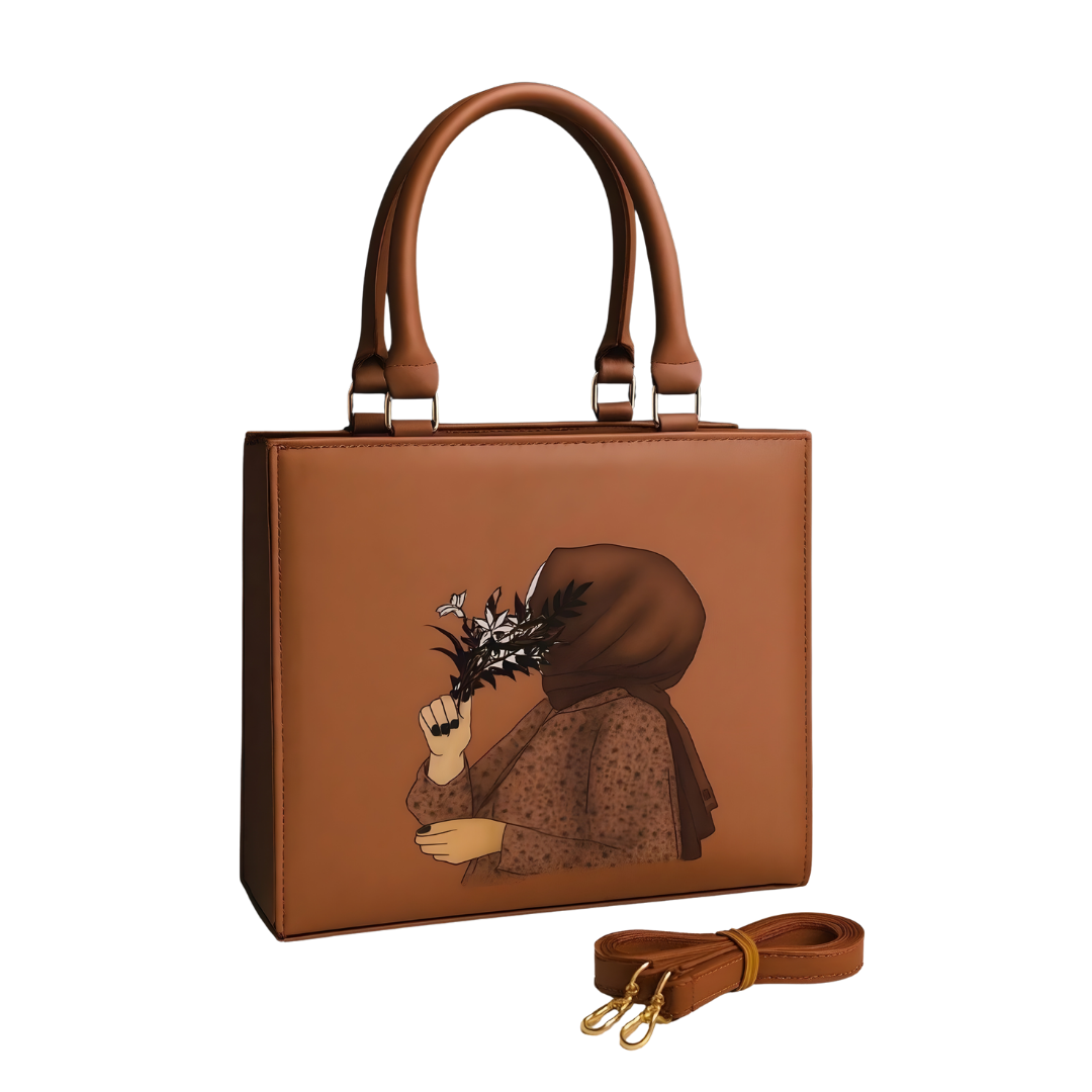 Women’s PU Leather Printed Shoulder Bag – Hijab Girl Design