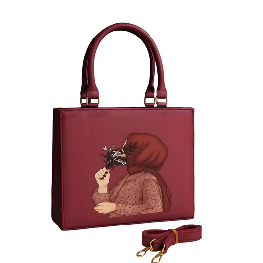 Women’s PU Leather Printed Shoulder Bag – Hijab Girl Design