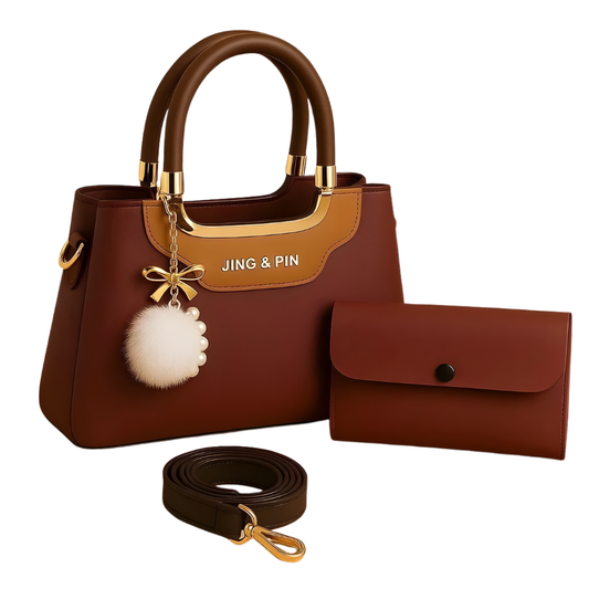 Stylish Girl's Hand Bag Set - 2 Pcs Rexine in Vibrant Colors